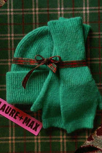 Lot Bonnet + Mitaines verts