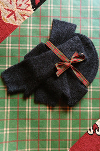 Lot Bonnet + Mitaines gris anthracite