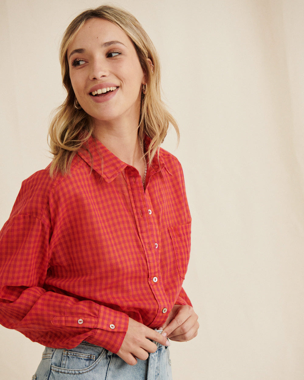 Chemise Camilla vichy magenta