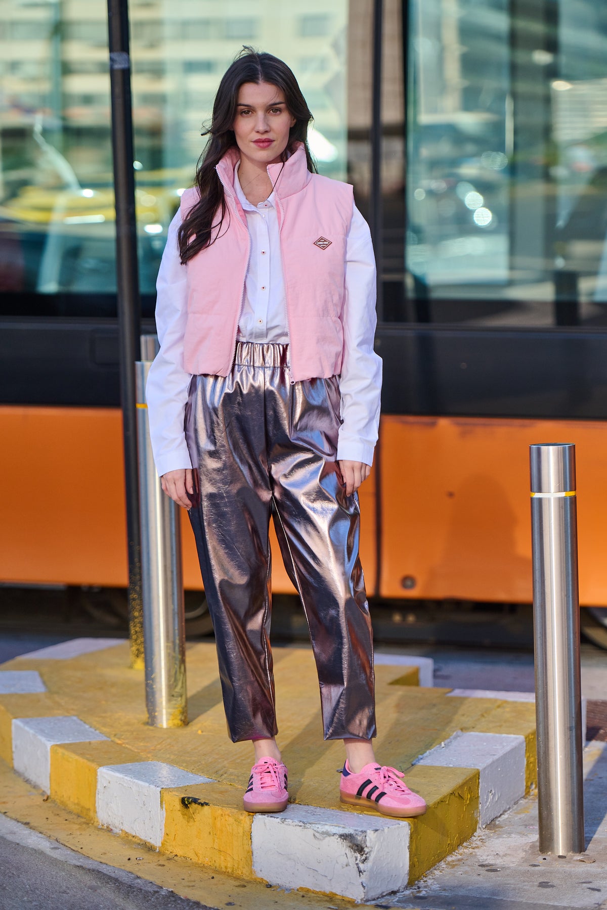 Pantalon Perry lamé rose