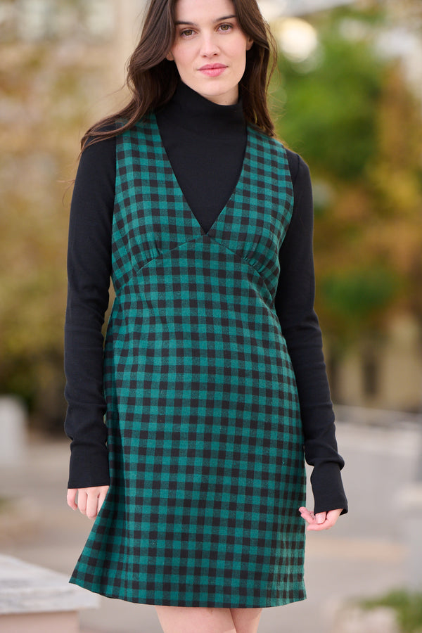 Robe Robin verte à carreaux