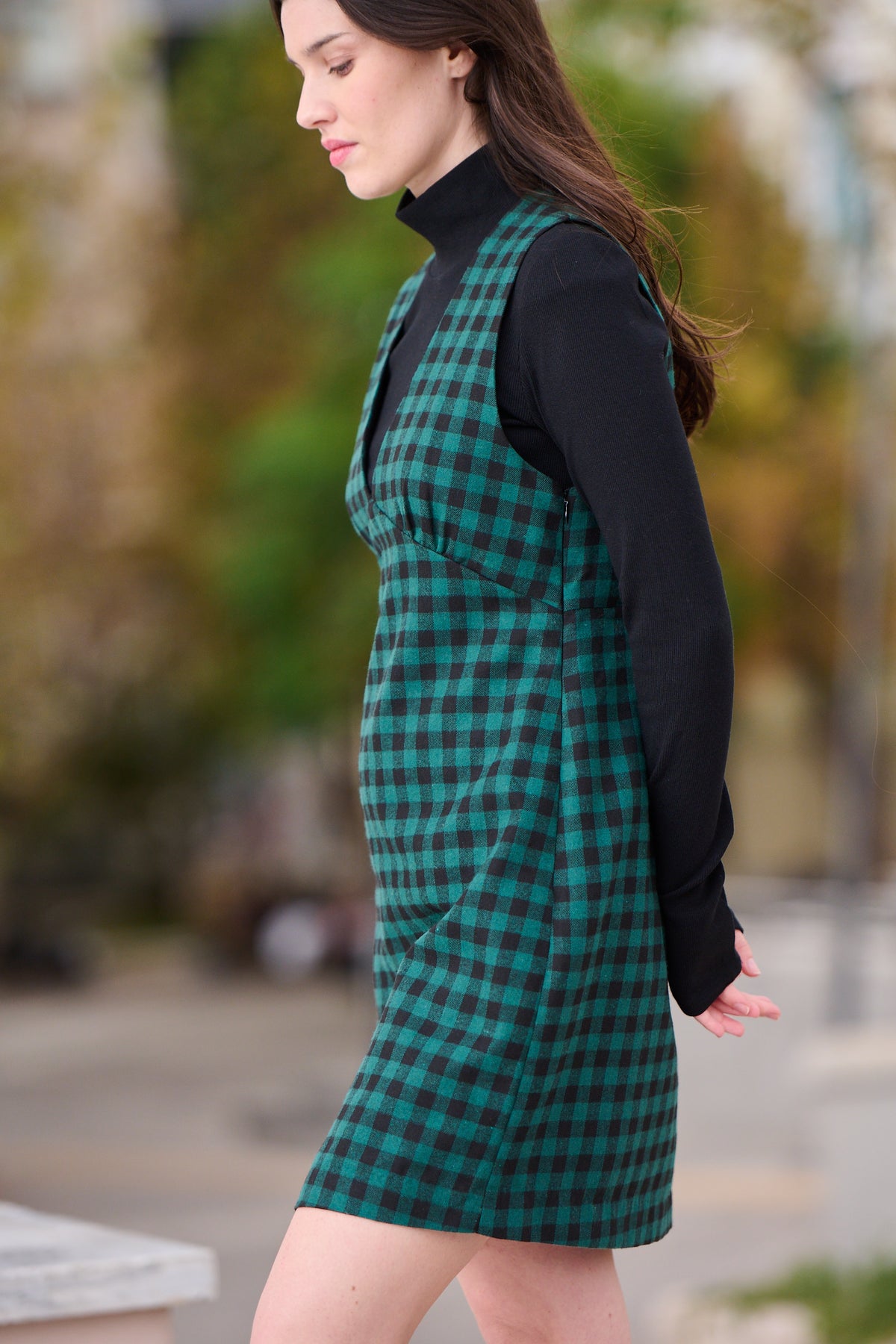 Robe Robin verte à carreaux