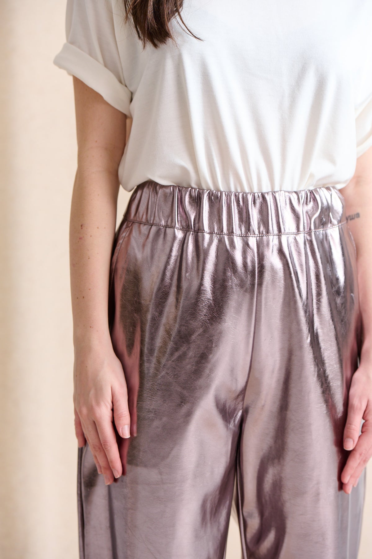 Pantalon Perry lamé rose
