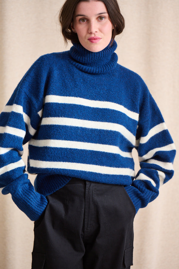 Pull Malo bleu à rayures