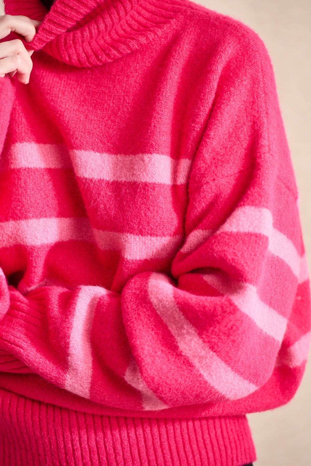 Pull Malo fuchsia rayures roses