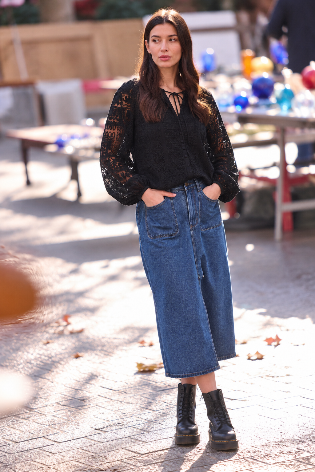 Blouse Berta noire brodée